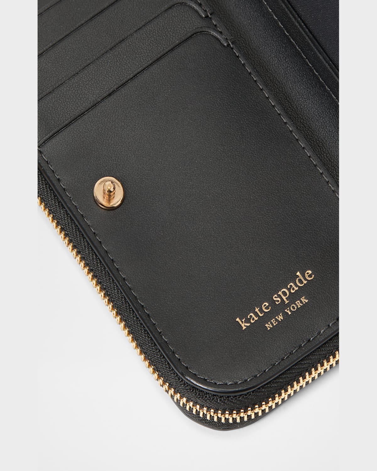 Kate Spade Devin Glitter Edge Saffiano Leather Slim Bifold Wallet In Black