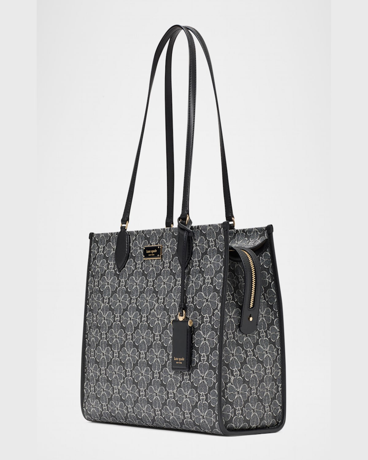 Kate Spade New York Large Spade Floral Coated Canvas Tote In Black Multi