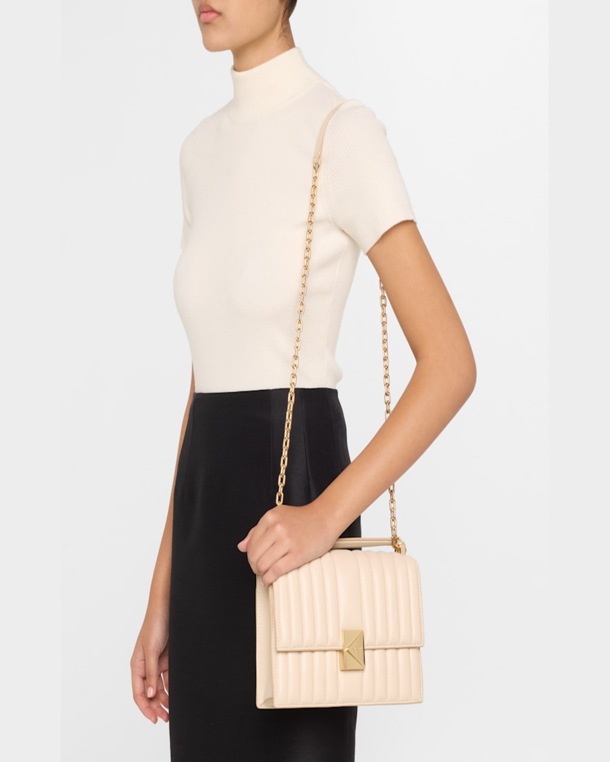 Kate Spade New York Deco Quilted Leather Small Chain Shoulder Bag In Parisian Navy