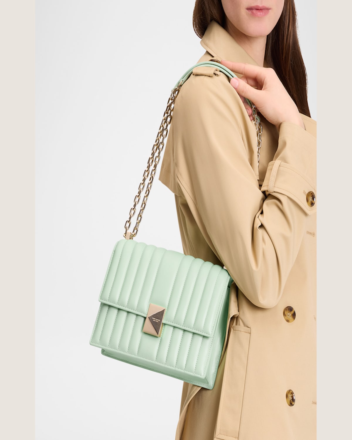 Kate Spade Deco Quilted Leather Shoulder Bag In Jungle Vine