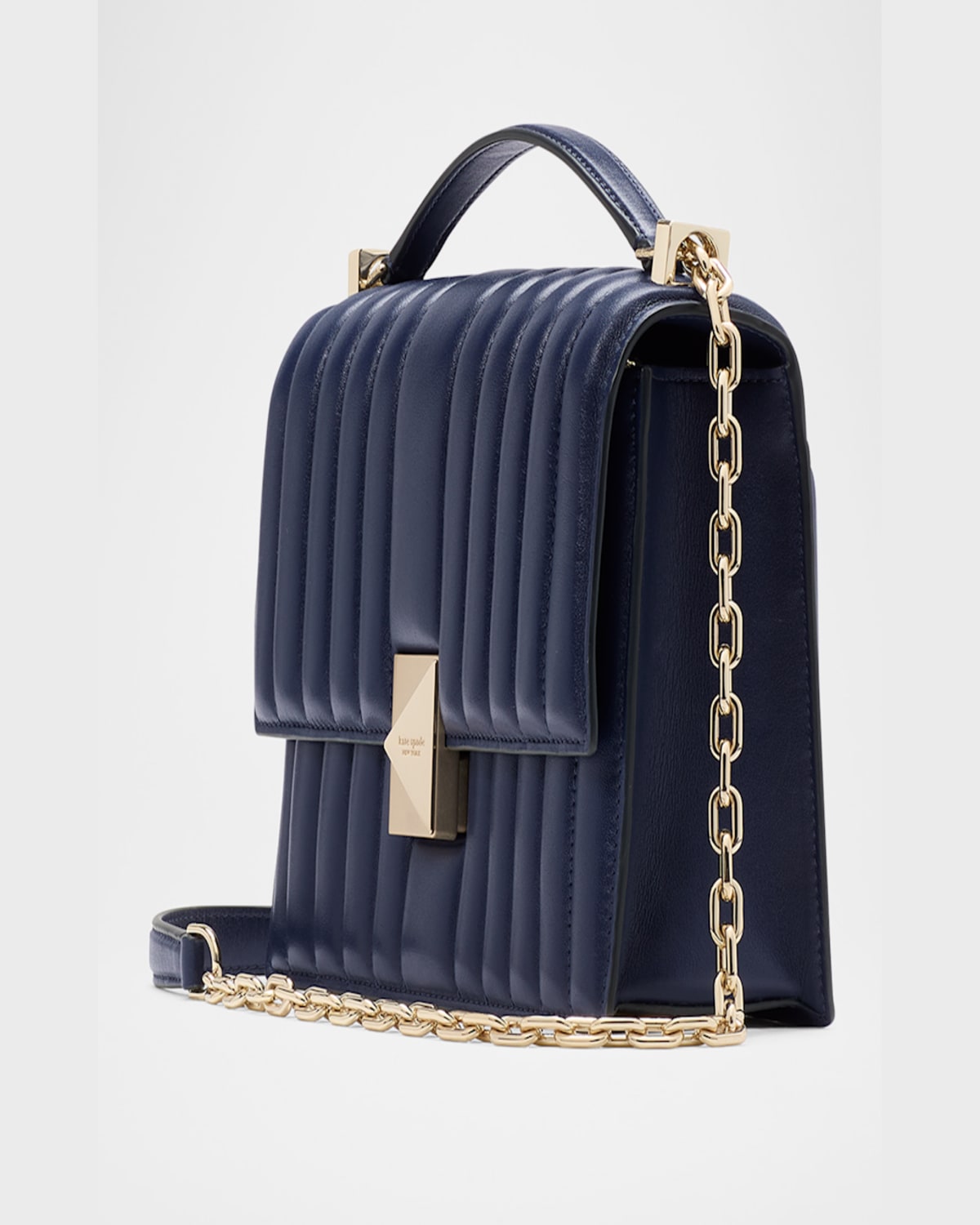 Kate Spade New York Deco Quilted Leather Small Chain Shoulder Bag In Parisian Navy