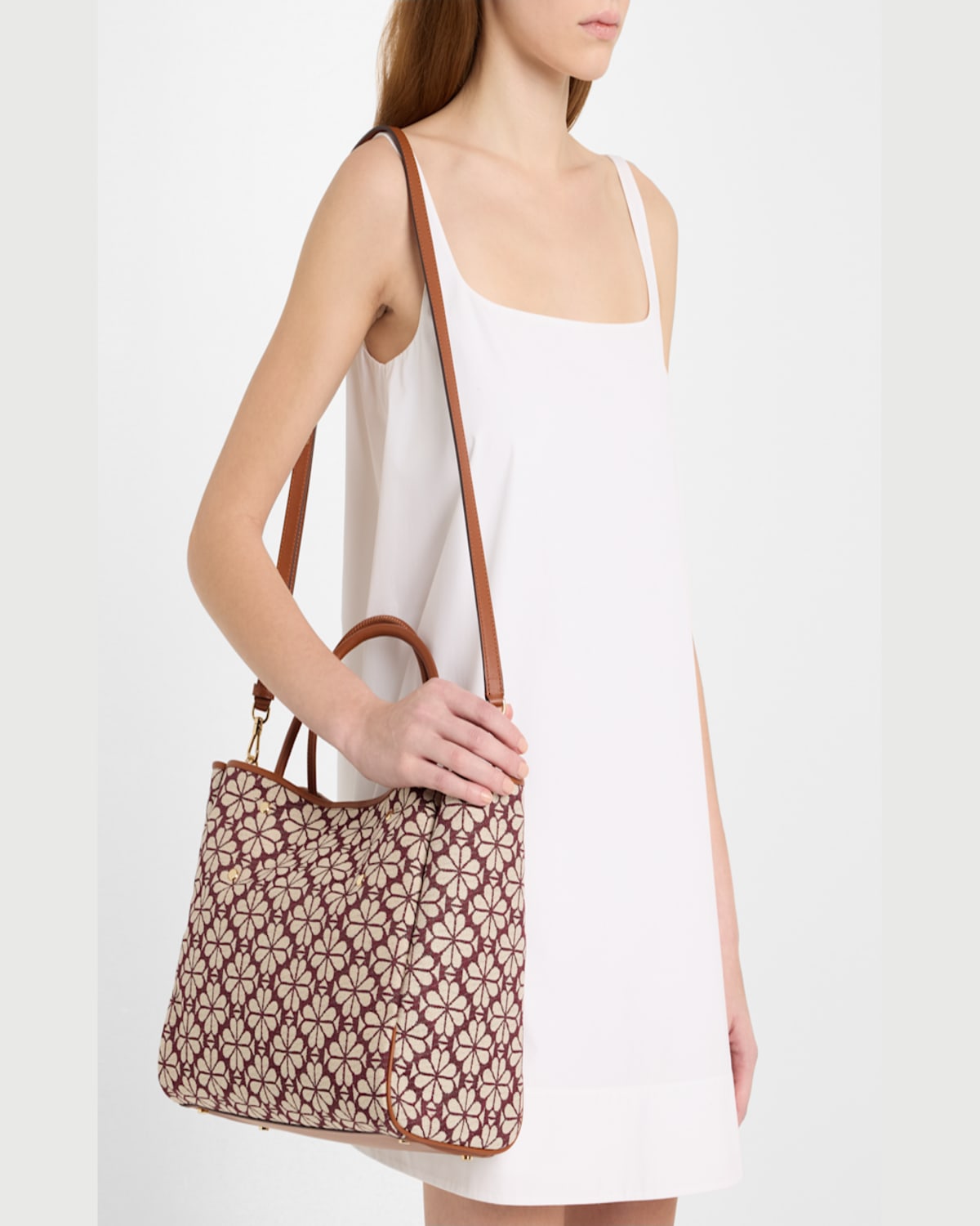 Kate Spade New York Spade Flower Jacquard Tote In Burgundy Multi