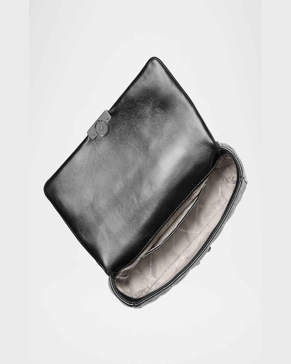 Shop Michael Michael Kors Tribeca Convertible Quilted Metallic Leather Shoulder Bag In Gunmetal