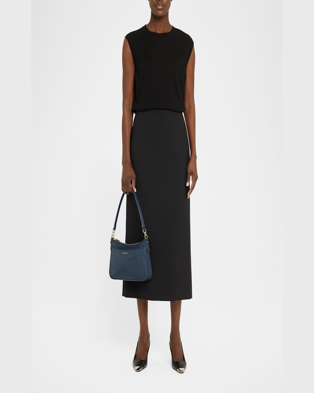 Michael Michael Kors Jet Set Medium Pochette Crossbody Bag In Navy