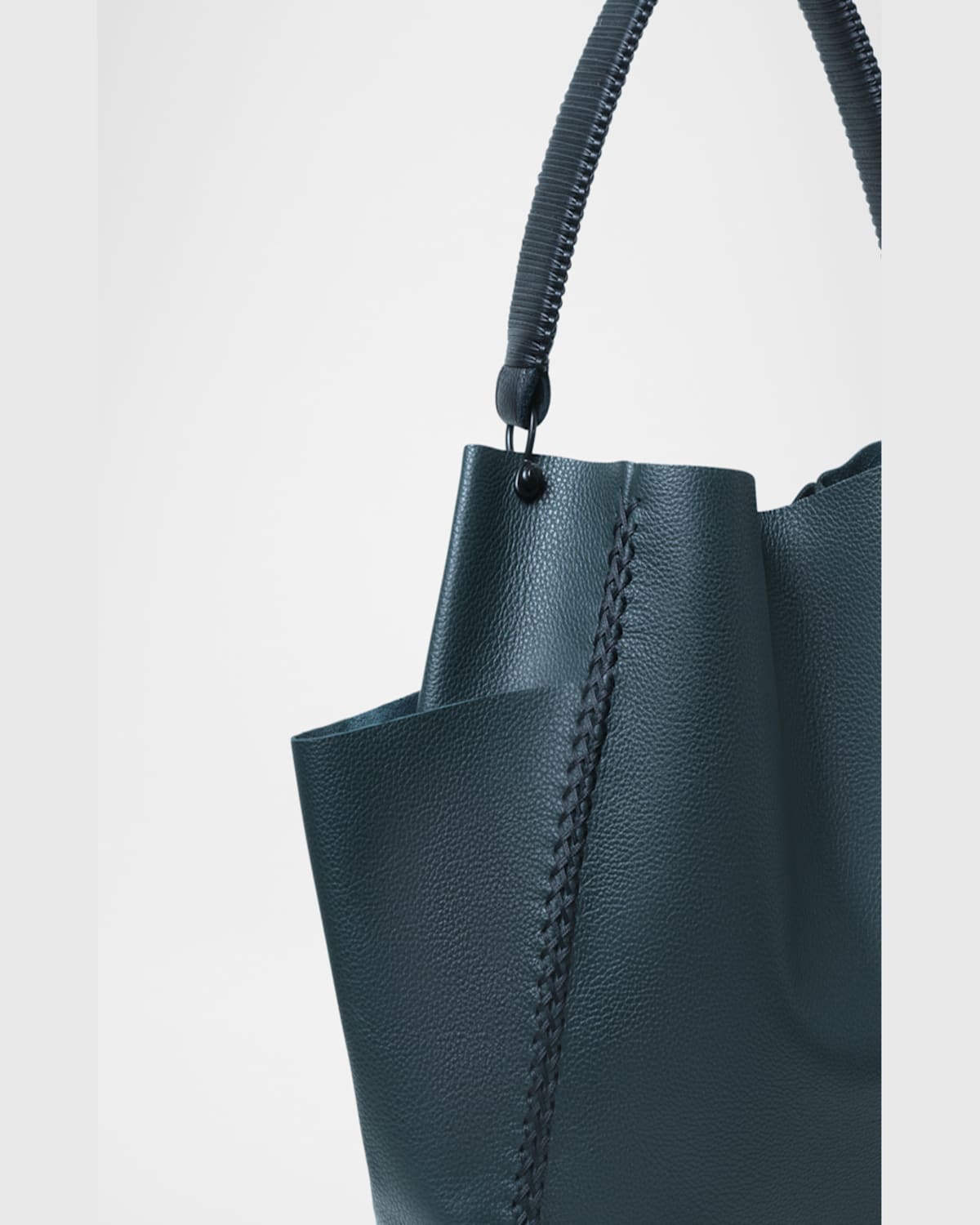 Callista Grained Leather Shoulder Bag In Pine