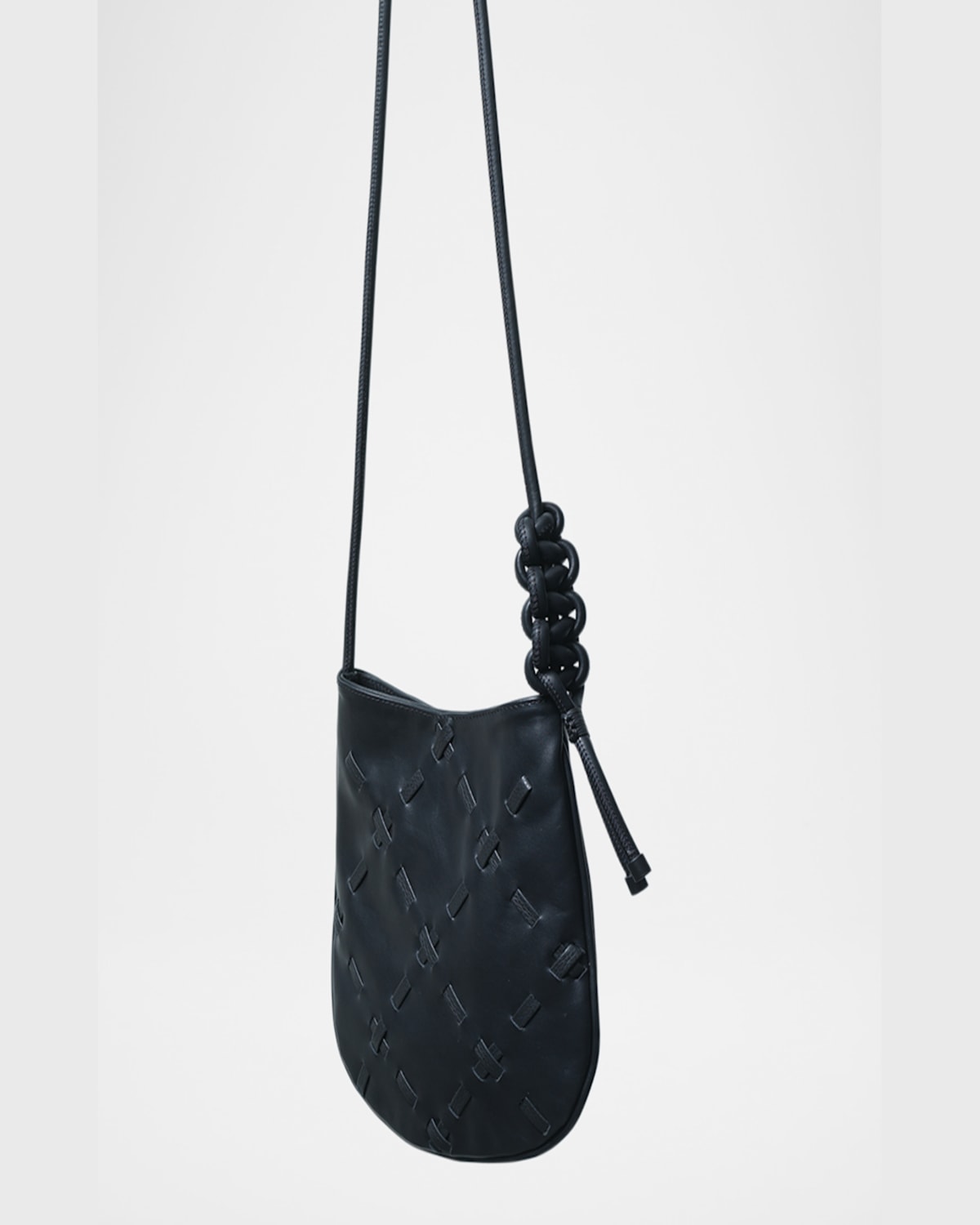 Callista Scala Woven Leather Crossbody Bag In Black