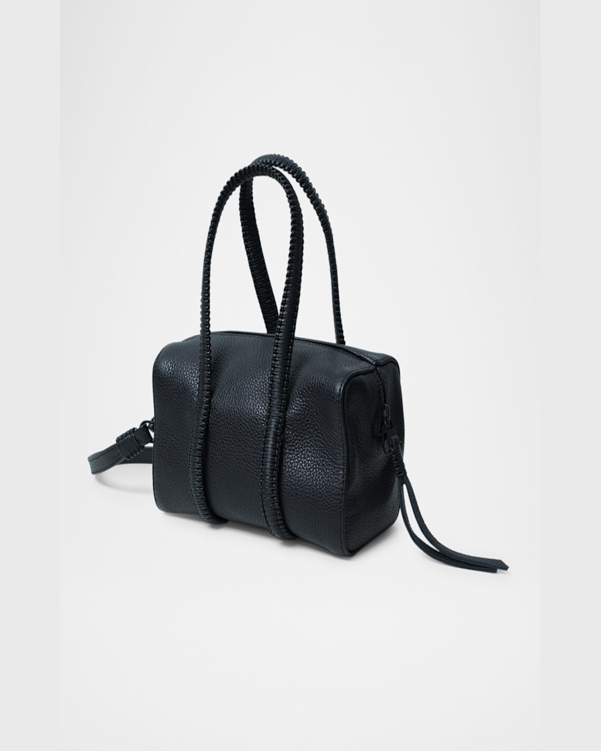 Callista Mini Bowling Grained Leather Top-handle Bag In Black