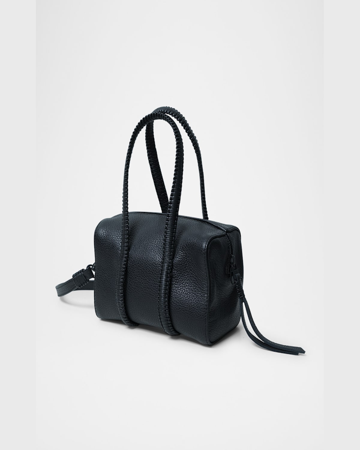 Callista Mini Bowling Grained Leather Top-handle Bag In Black