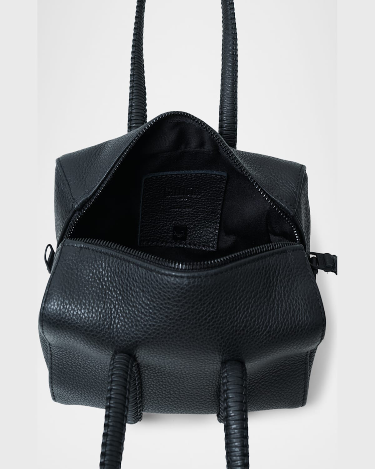 Callista Mini Bowling Grained Leather Top-handle Bag In Black