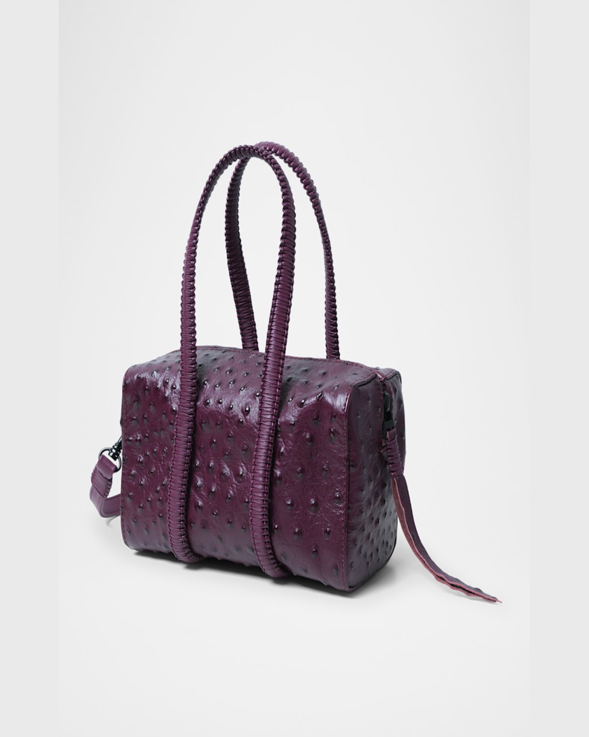 Callista Mini Bowling Ostrich-embossed Leather Top-handle Bag In Plum