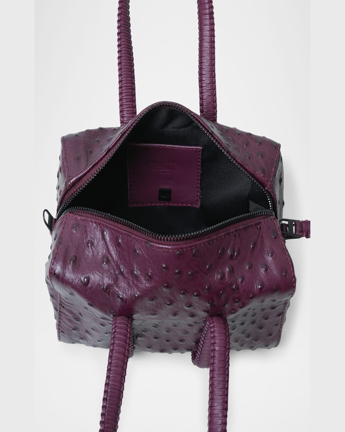 Callista Mini Bowling Ostrich-embossed Leather Top-handle Bag In Plum