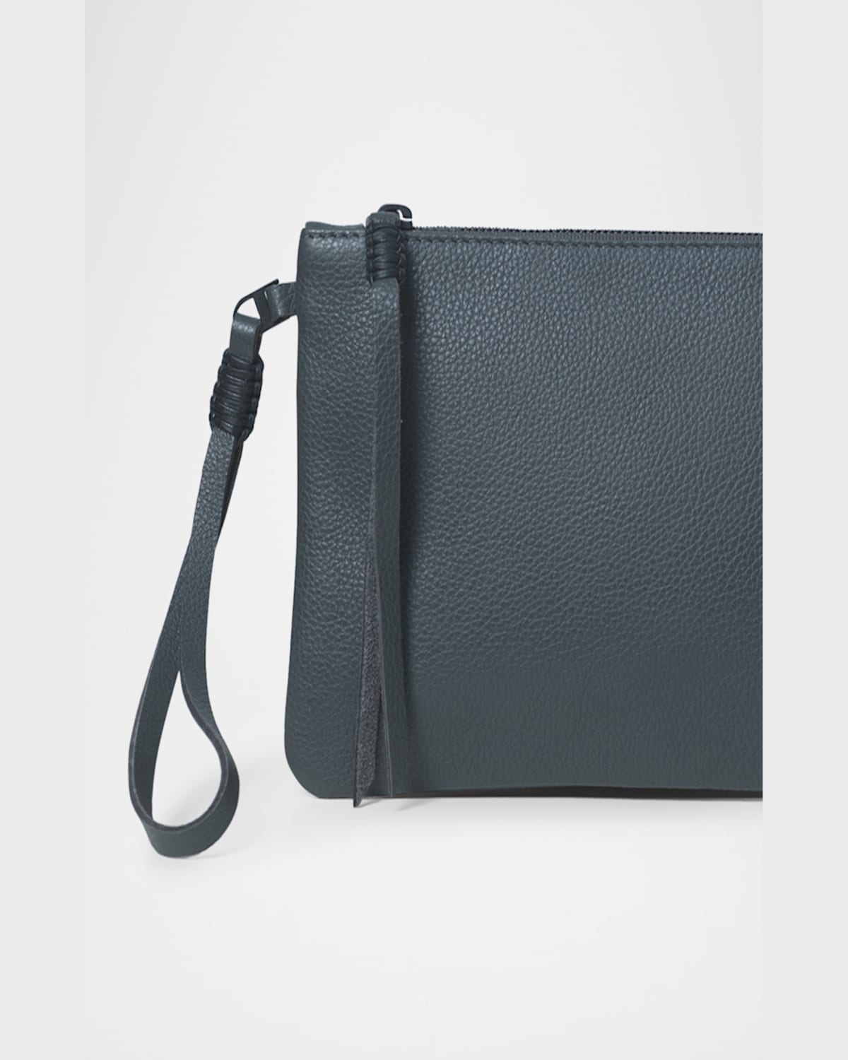 Callista Slim Grained Leather Clutch Bag In Charcoal