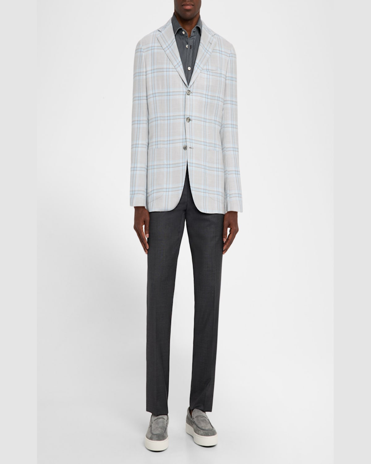 Kiton Men's Check Sport Coat In Blu Mult