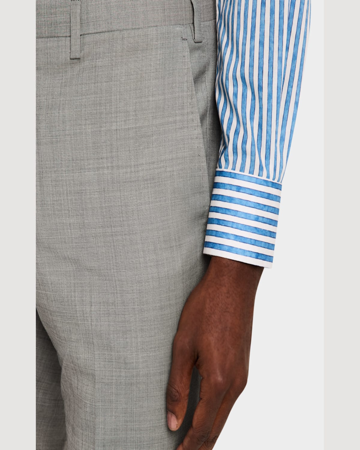 KITON MEN'S WOOL SHARKSKIN FLAT-FRONT TROUSERS 