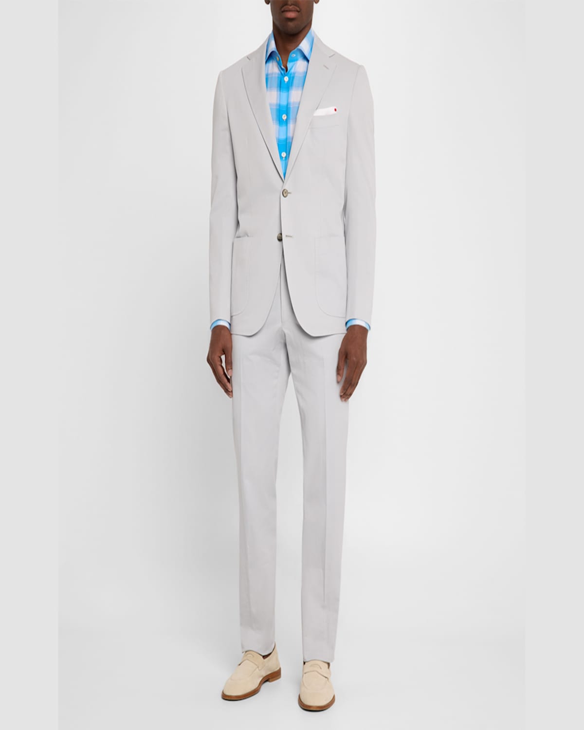 KITON MEN'S COTTON-CASHMERE TWILL TROUSERS 