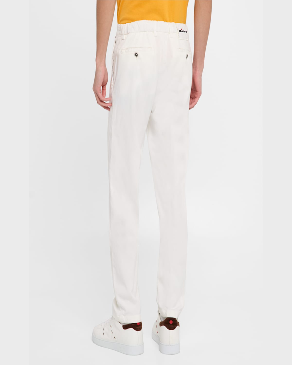 KITON MEN'S STRETCH WAISTBAND FLAT-FRONT TROUSERS 
