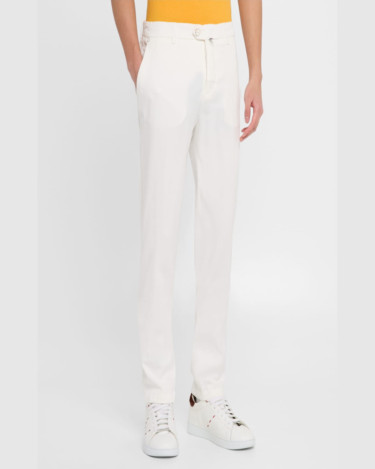 KITON MEN'S STRETCH WAISTBAND FLAT-FRONT TROUSERS 