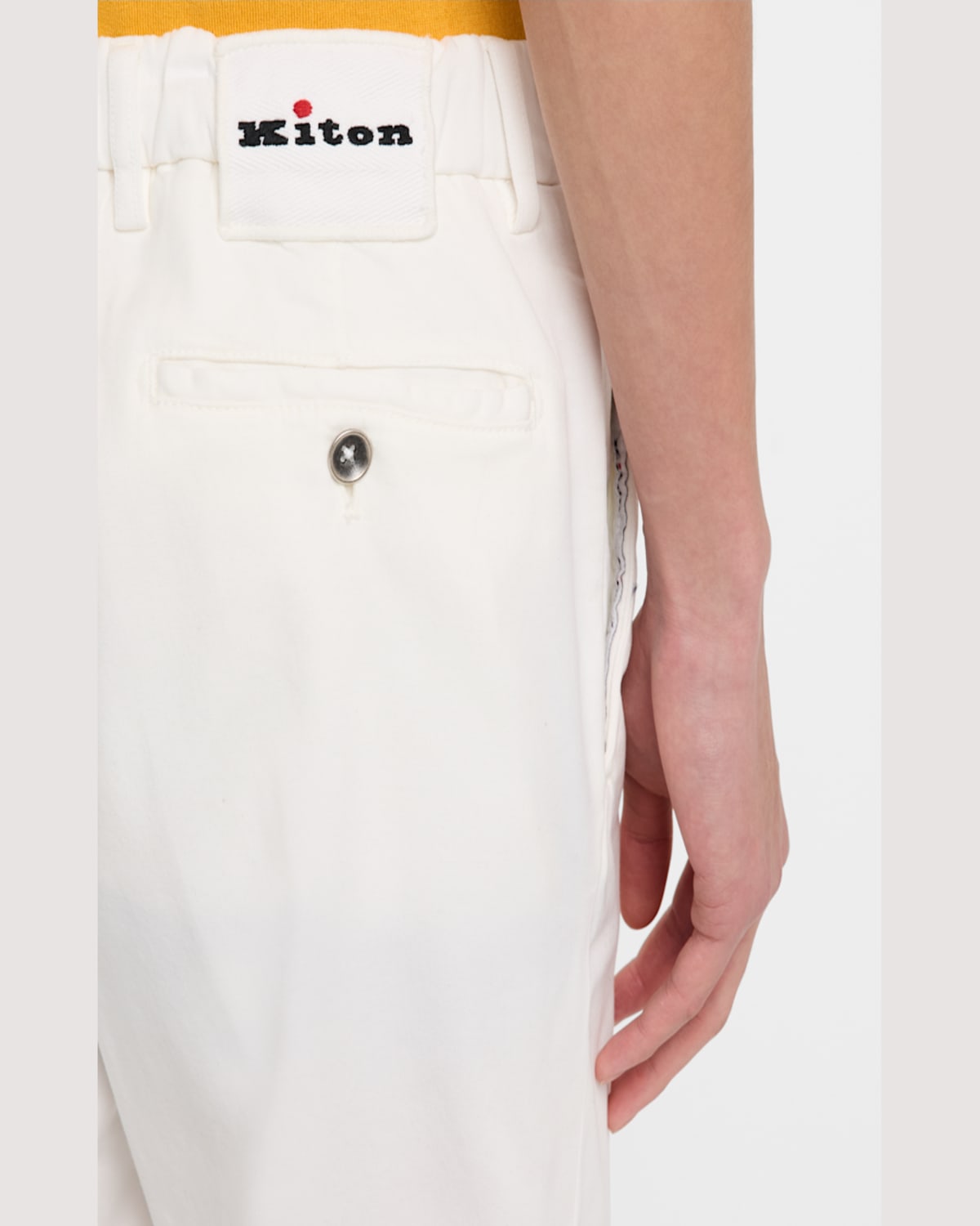 KITON MEN'S STRETCH WAISTBAND FLAT-FRONT TROUSERS 