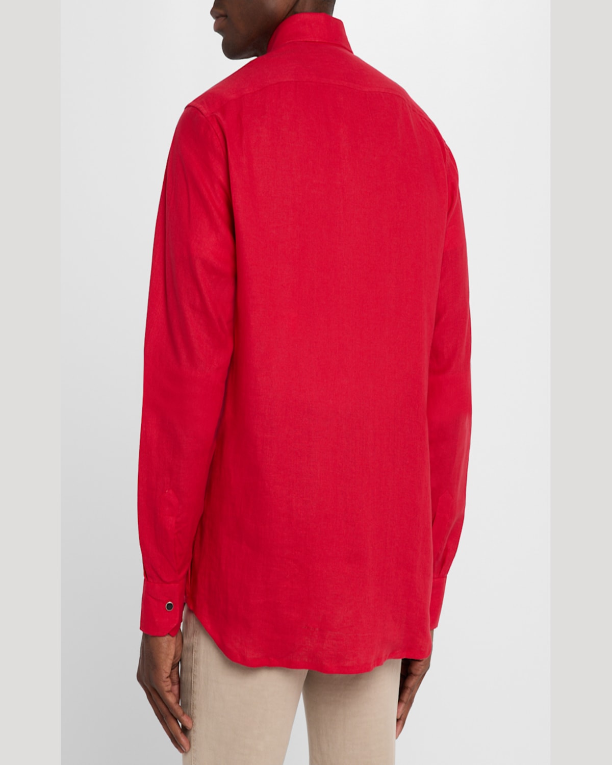 KITON MEN'S LINEN SNAP-FRONT OVERSHIRT 