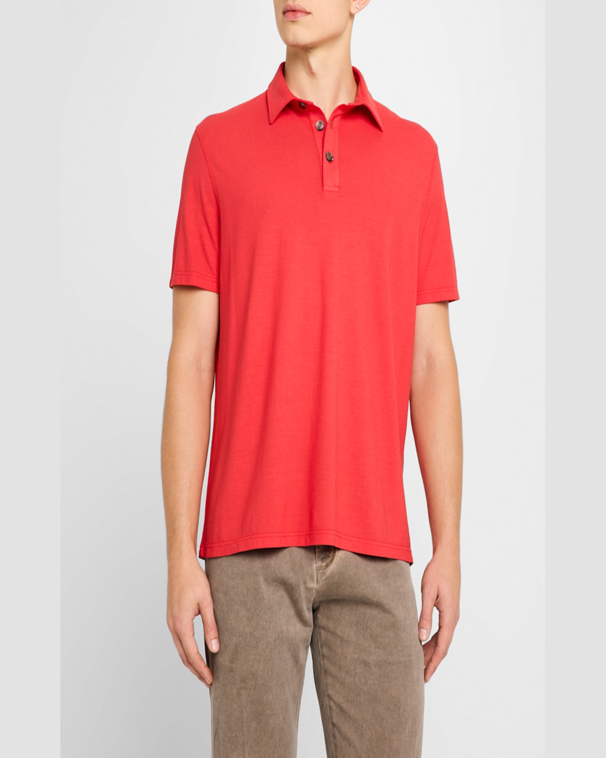 Shop Kiton Men's Cotton Polo Shirt In Red