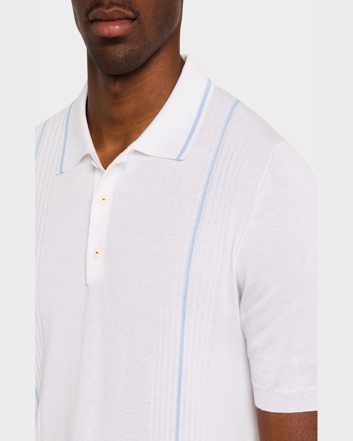 KITON MEN'S TIPPED COTTON SHORT-SLEEVE POLO SWEATER 