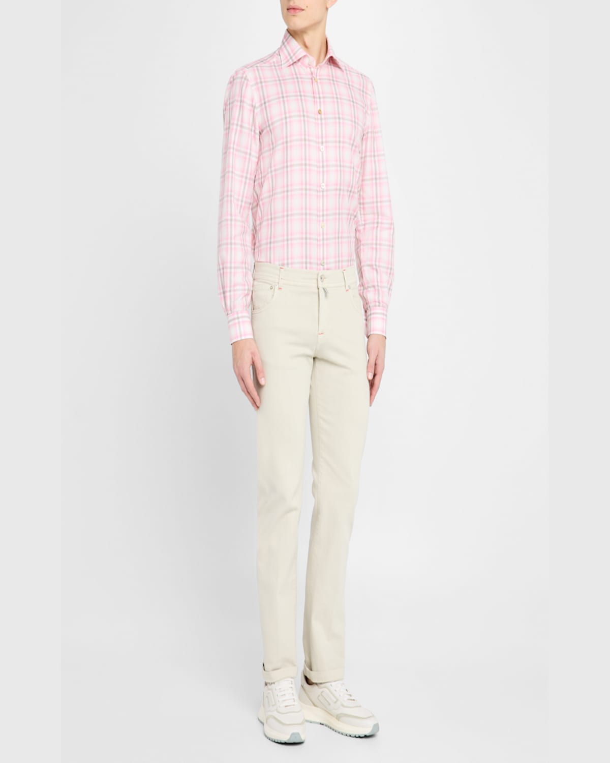 KITON MEN'S MEDIUM CHECK SPORT SHIRT 