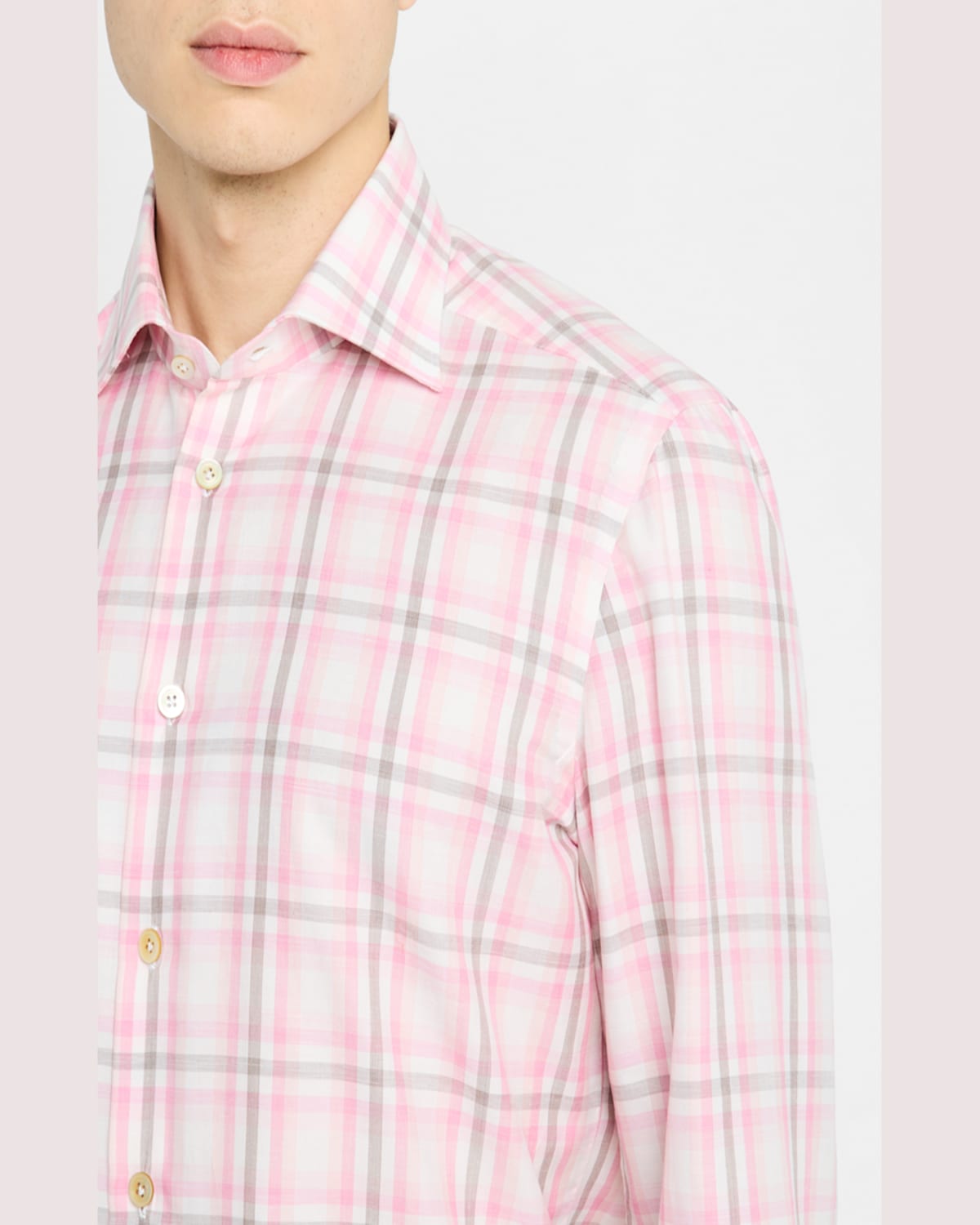 KITON MEN'S MEDIUM CHECK SPORT SHIRT 