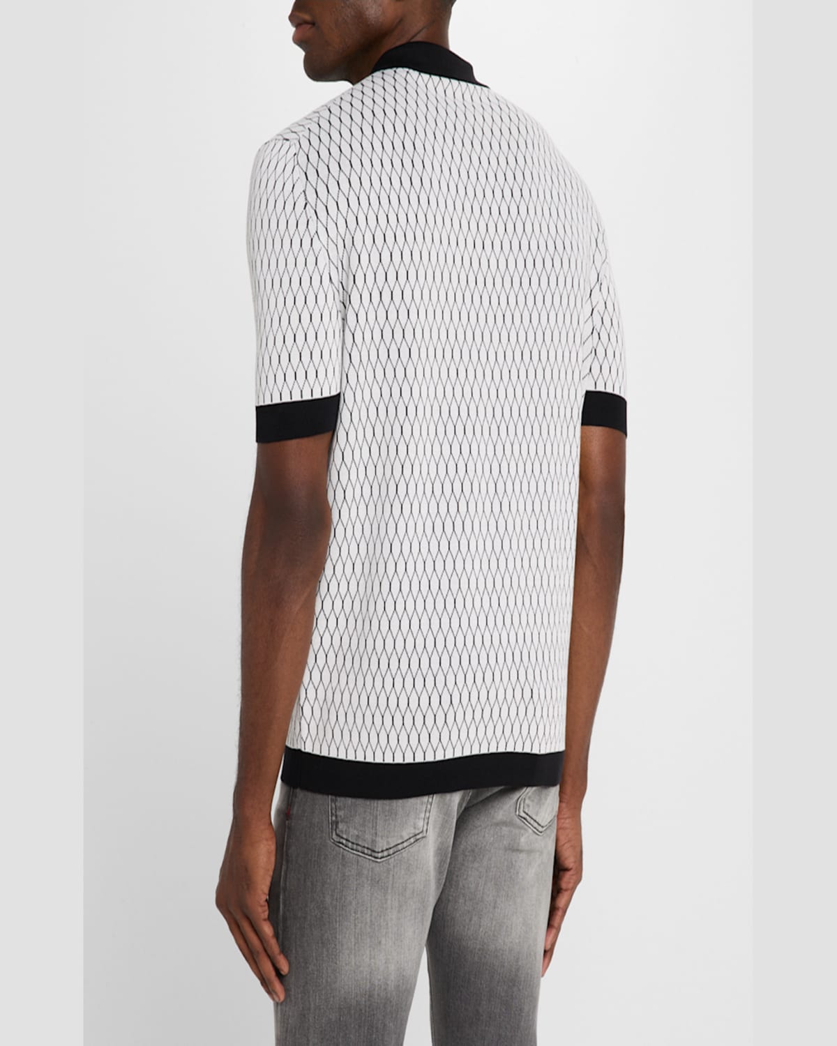 KITON MEN'S HONEYCOMB SHORT-SLEEVE POLO SWEATER 