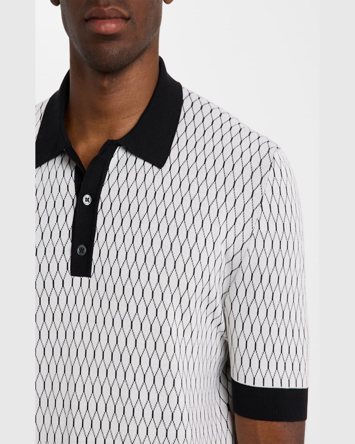 KITON MEN'S HONEYCOMB SHORT-SLEEVE POLO SWEATER 