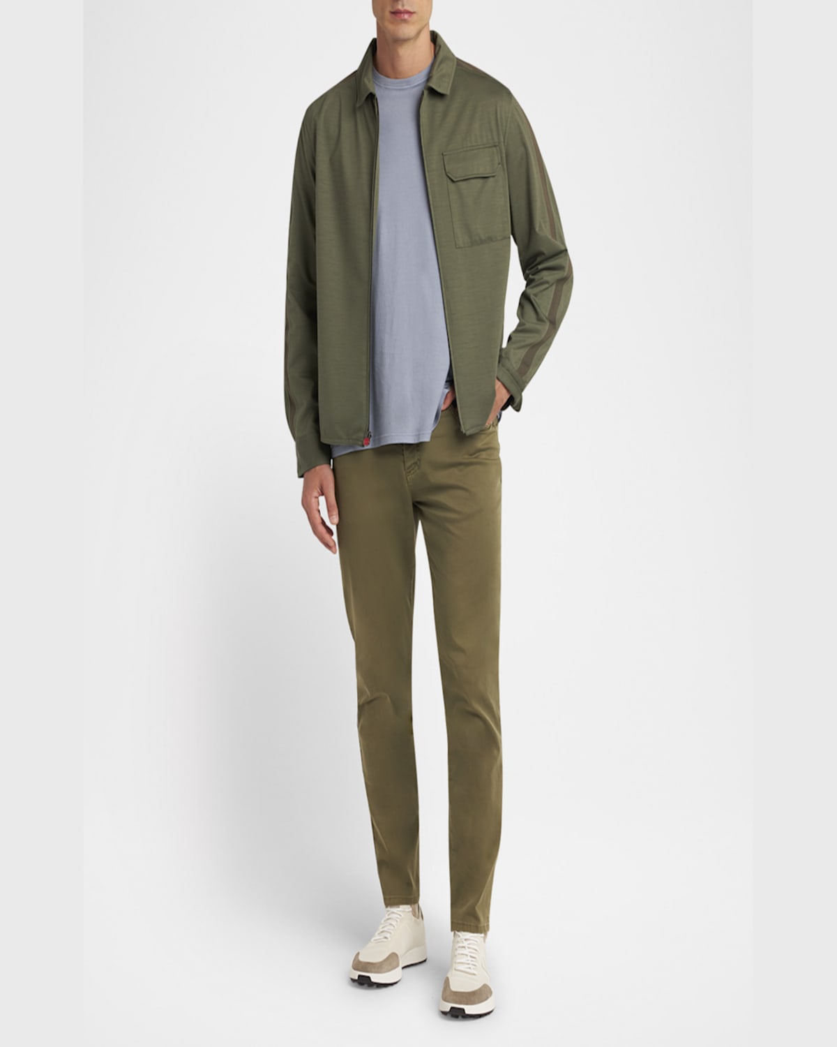 Kiton Men's Full-zip Blouson Jacket In Green