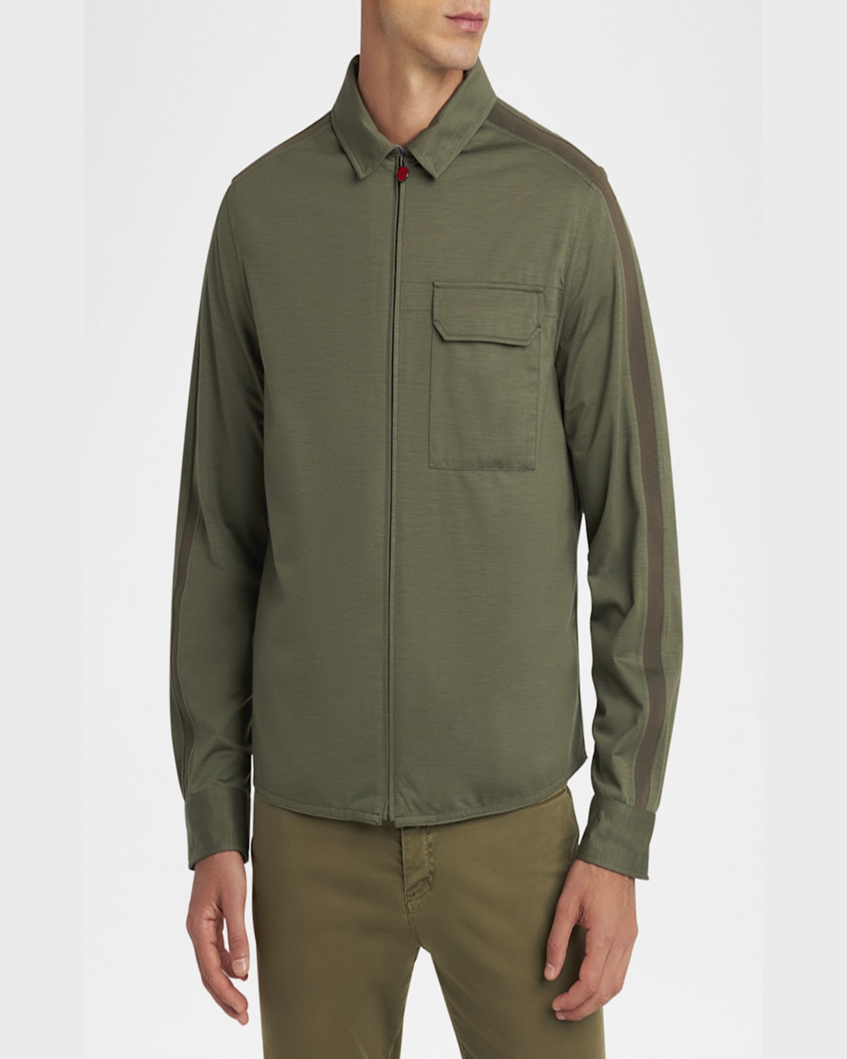 Kiton Men's Full-zip Blouson Jacket In Green