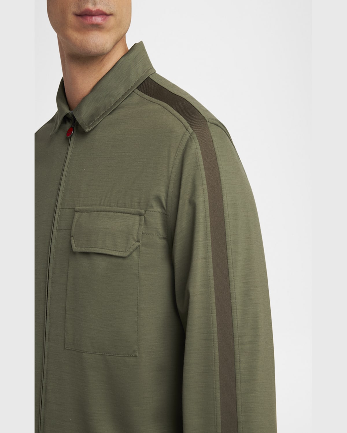 Kiton Men's Full-zip Blouson Jacket In Green