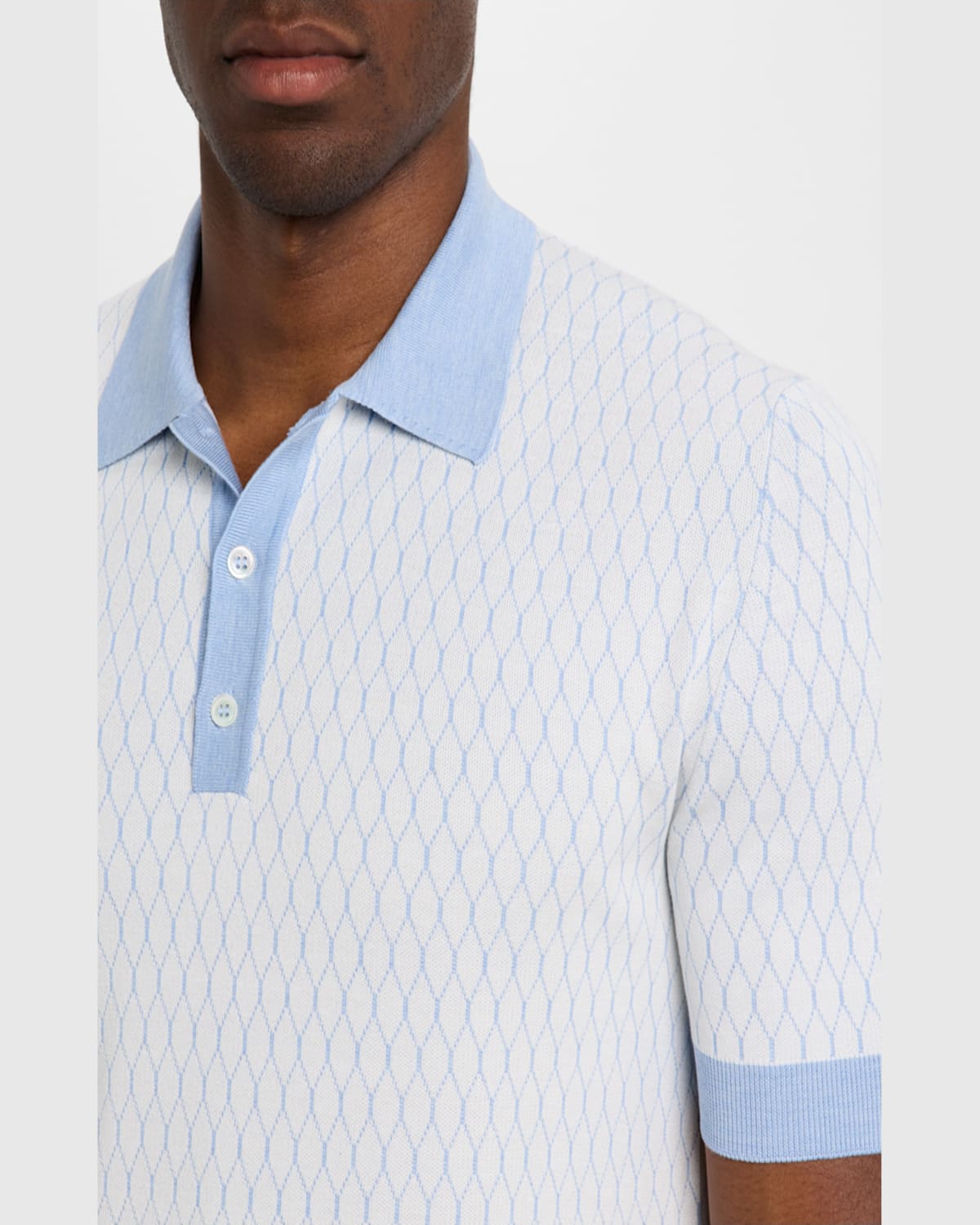 KITON MEN'S HONEYCOMB SHORT-SLEEVE POLO SWEATER 