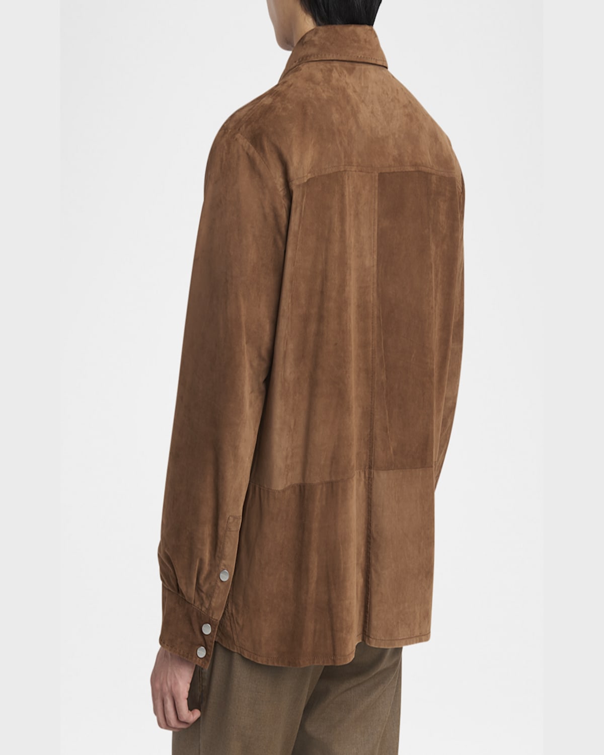 Kiton Men's Suede Snap-front Shirt Jacket In Brown