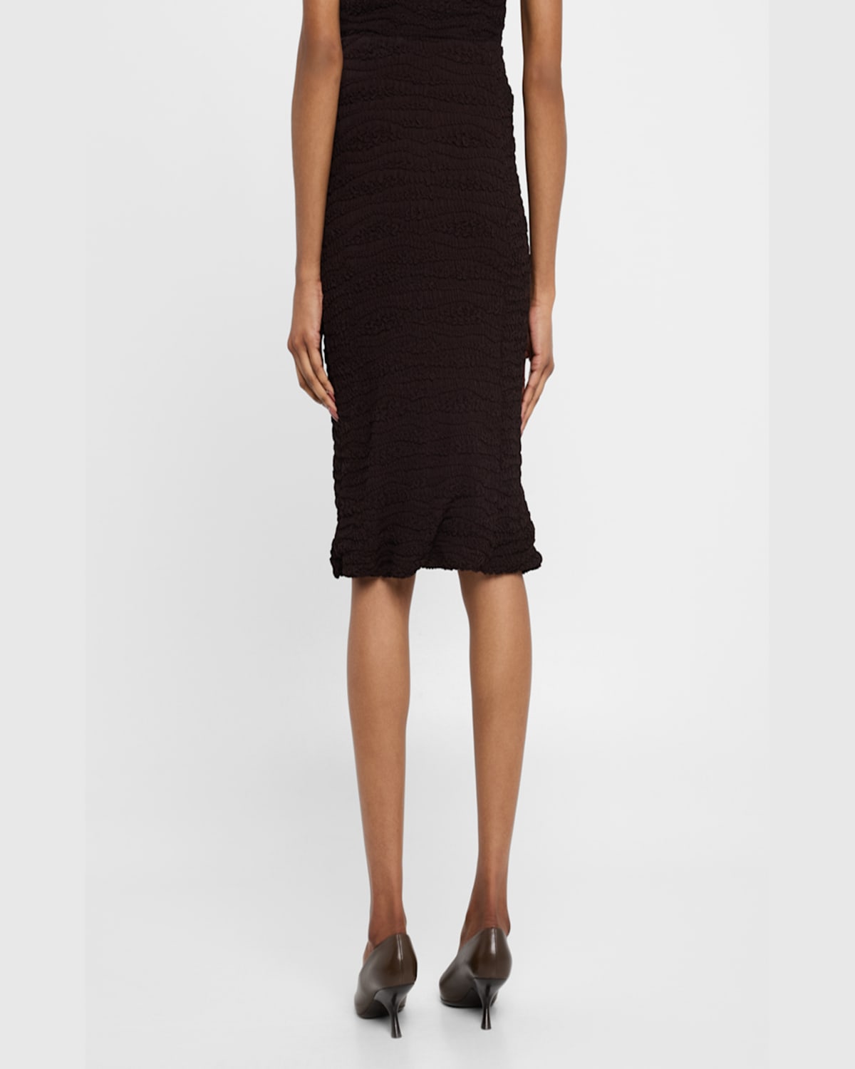 Jil Sander Brown Embroidered Crepe Jersey Skirt In Chocolate
