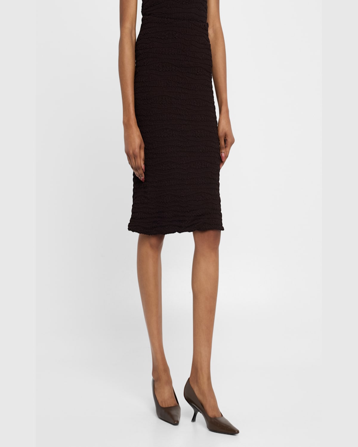 Jil Sander Brown Embroidered Crepe Jersey Skirt In Chocolate