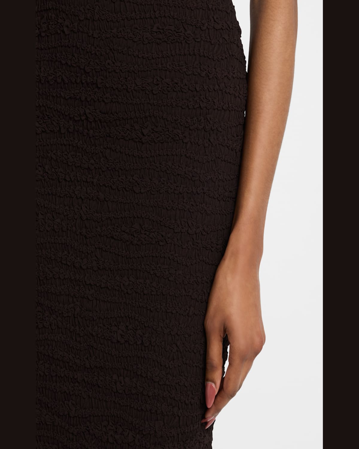 Jil Sander Brown Embroidered Crepe Jersey Skirt In Chocolate