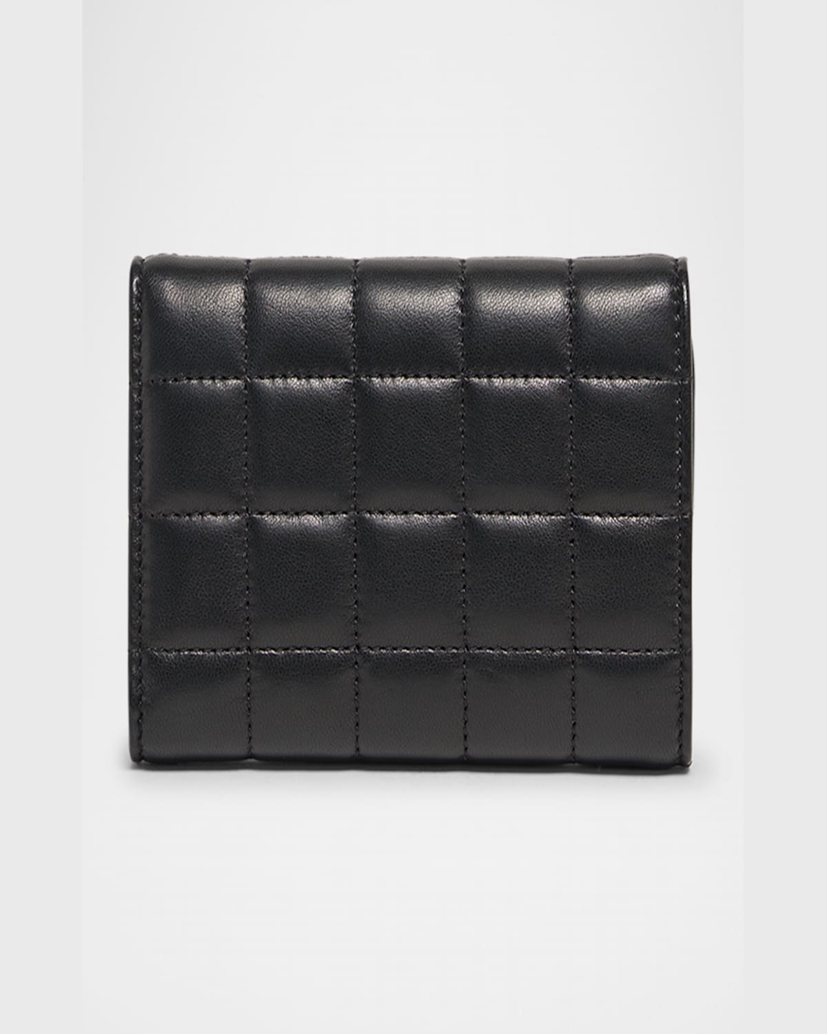Saint Laurent Ysl Slim Trifold Wallet In Quilted Leather In Noir