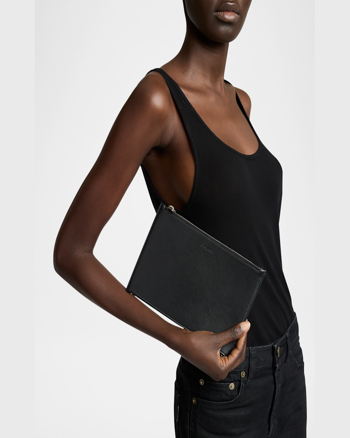 Saint Laurent Double-zip Travel Pouch Bag In Leather In Black
