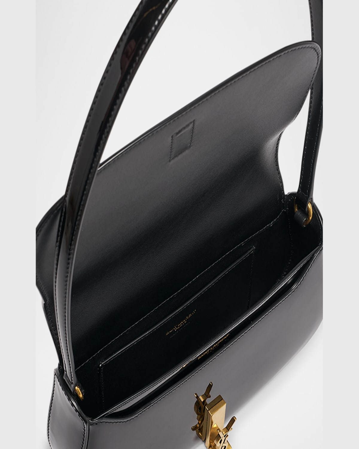 Saint Laurent Mini Ysl Shoulder Bag In Patent Leather In Black