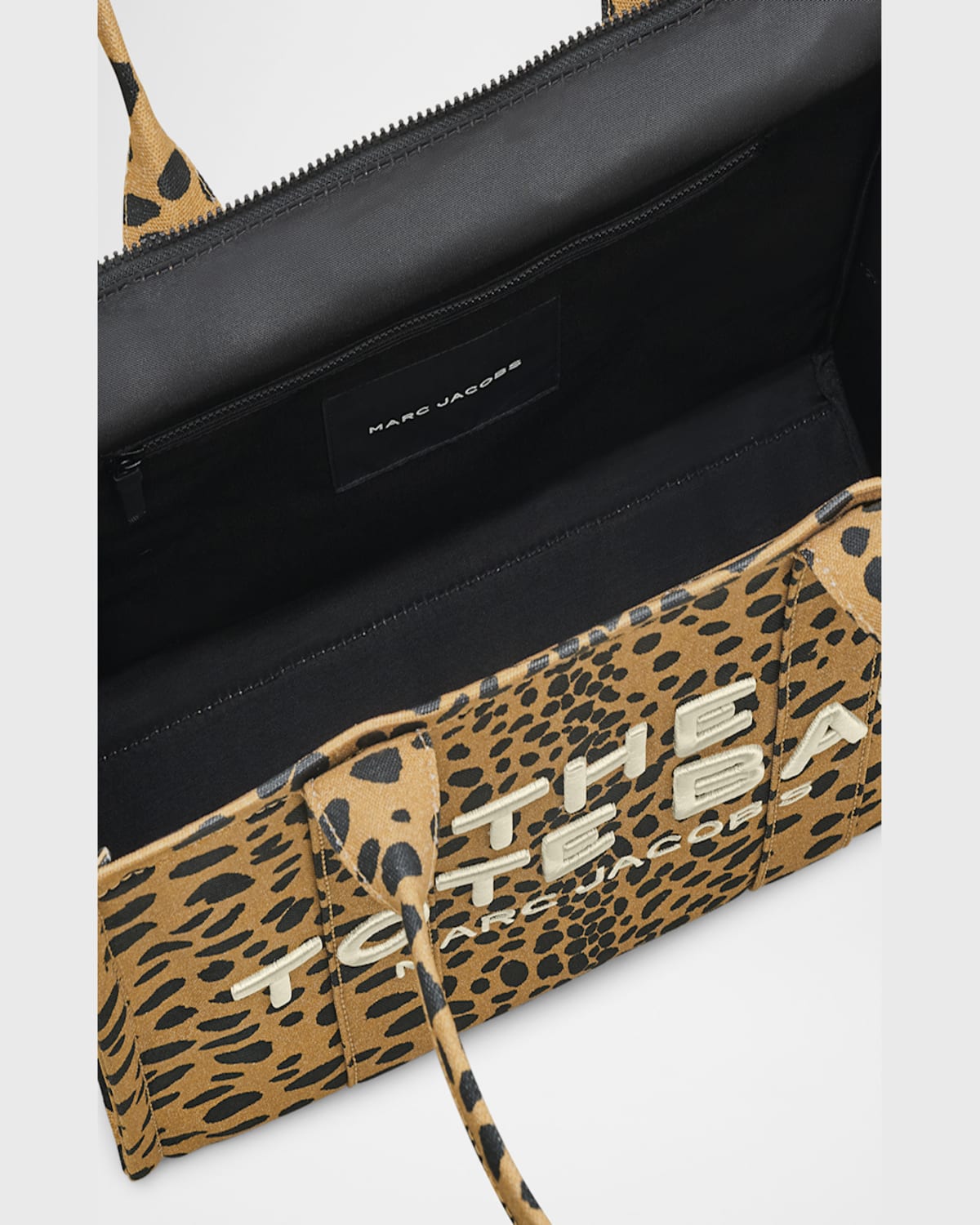 Marc Jacobs Animal Print Cotton Tote Bag With Embroidered Logo In Cheetah
