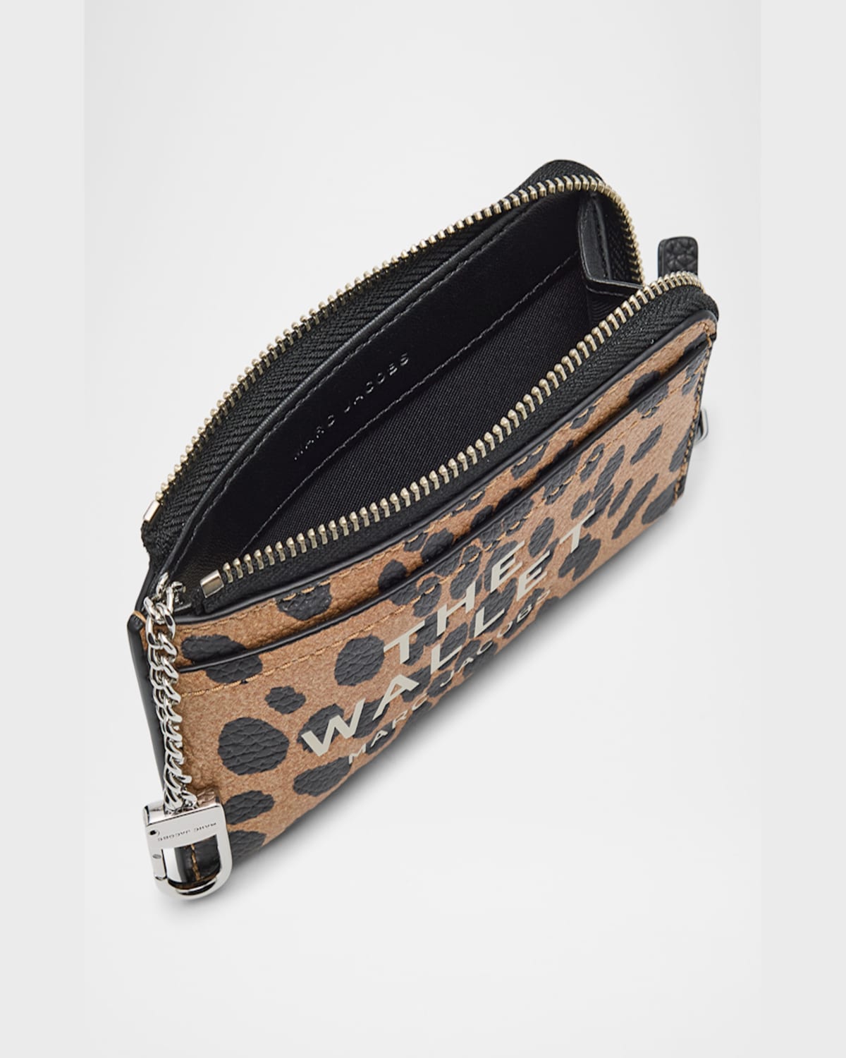 Marc Jacobs The Top Zip Multi Cheetah Printed Leather Wallet In Black Multi