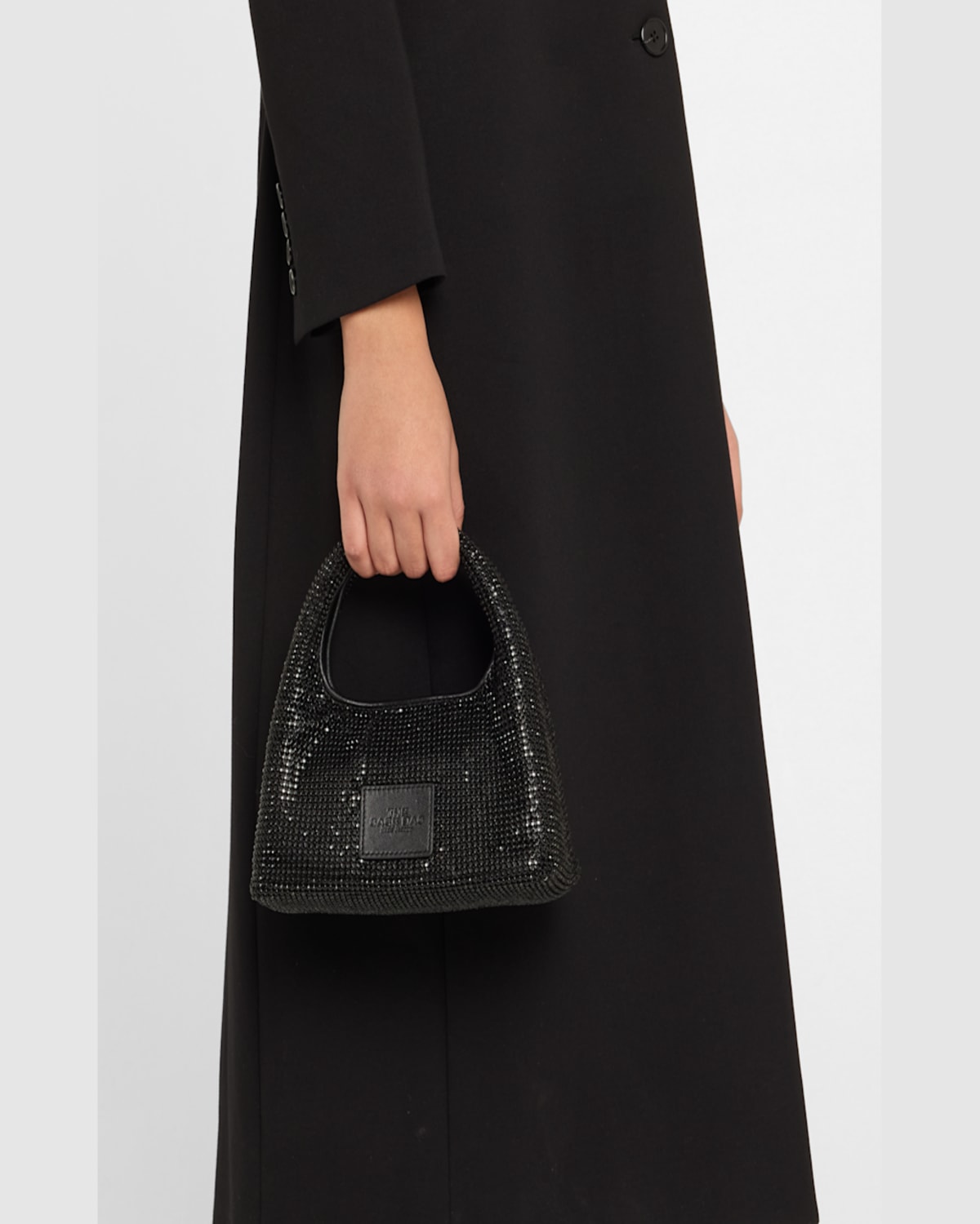 Shop Marc Jacobs The Mini Sack Rhinestone Top-handle Bag In Black