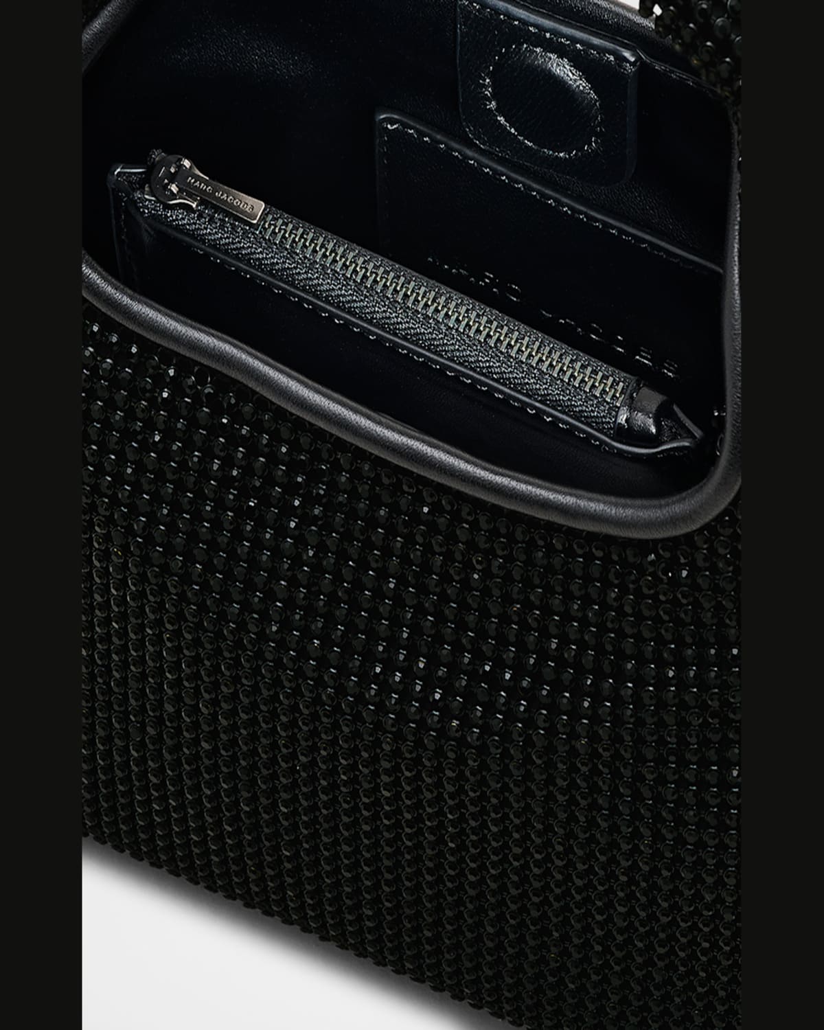 Shop Marc Jacobs The Mini Sack Rhinestone Top-handle Bag In Black