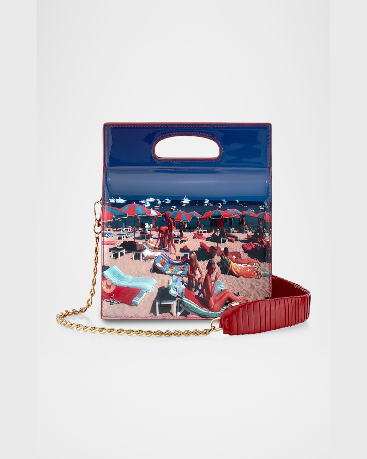 Tyler Ellis The Stella Beach-print Leather Top-handle Bag In Slim Aarons Bast