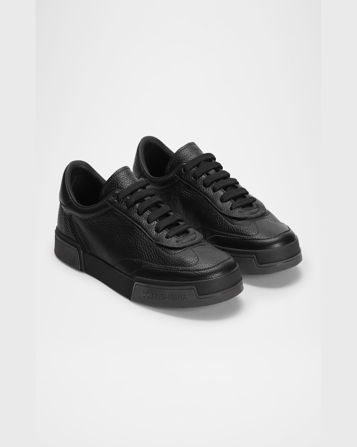Dolce & Gabbana Gray Calfskin Portofino Yacht Sneakers In Blk
