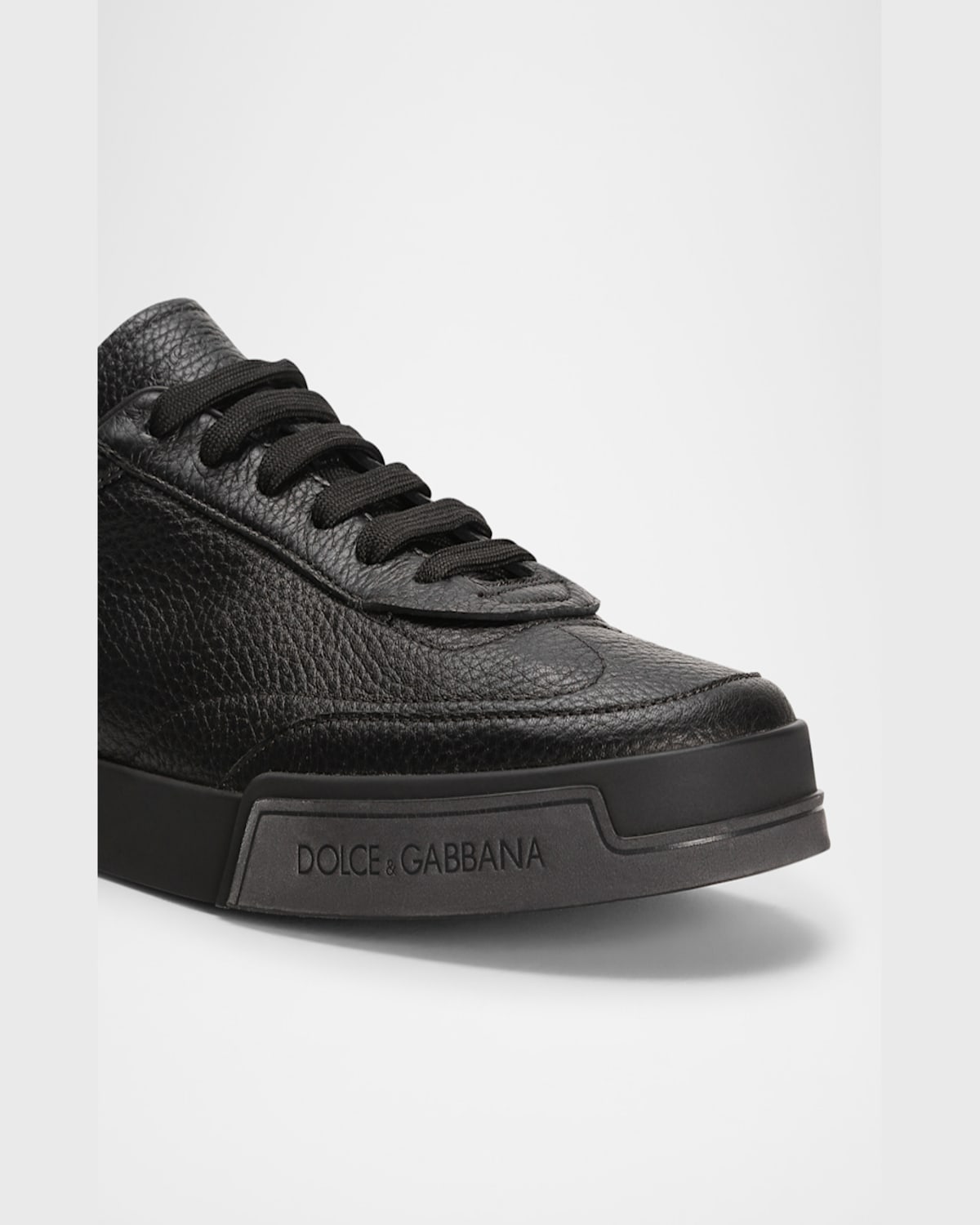 Dolce & Gabbana Gray Calfskin Portofino Yacht Sneakers In Blk