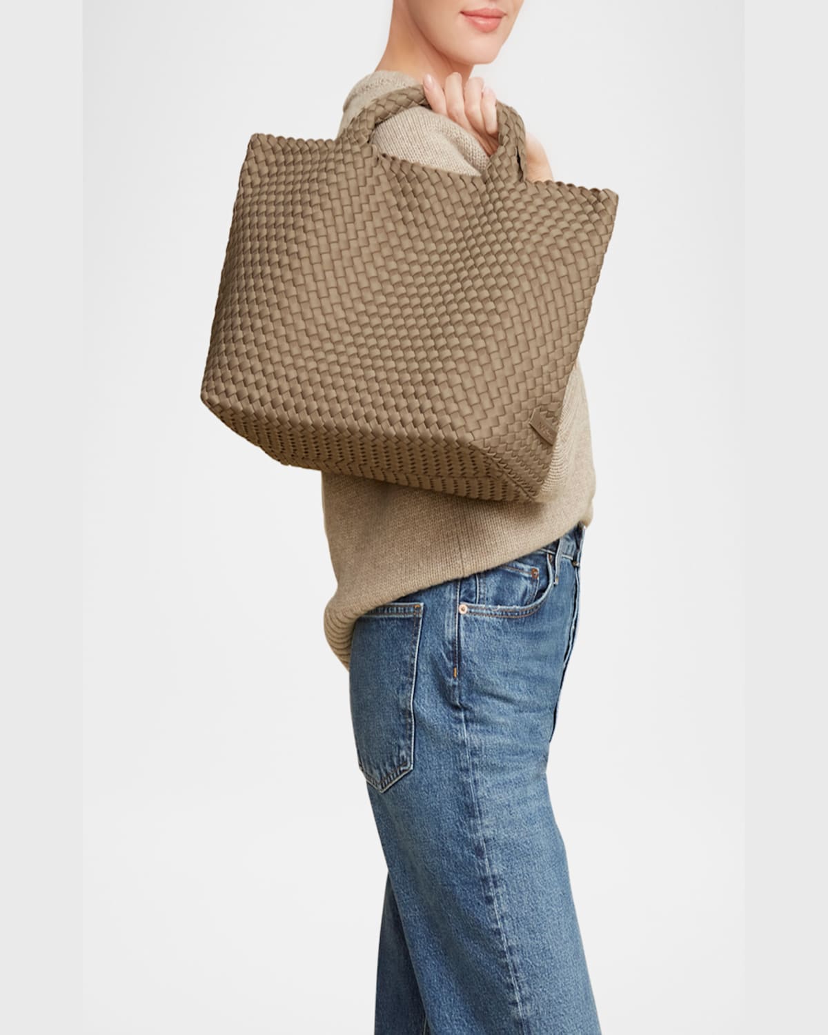 Naghedi Womens Cashmere St. Barths Medium Woven Tote Bag In Cashmere