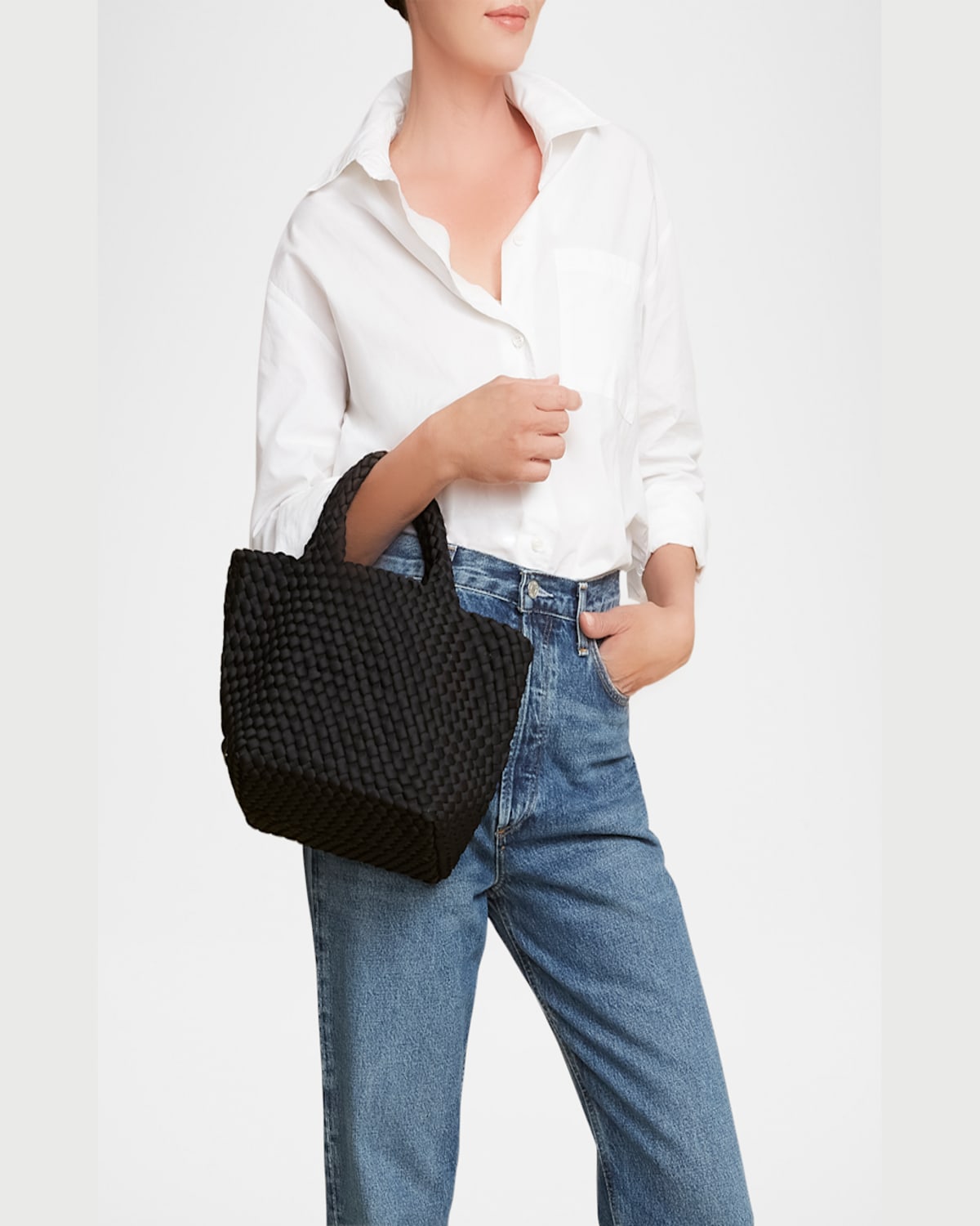 Naghedi St. Barths Small Woven Tote Bag In Onyx