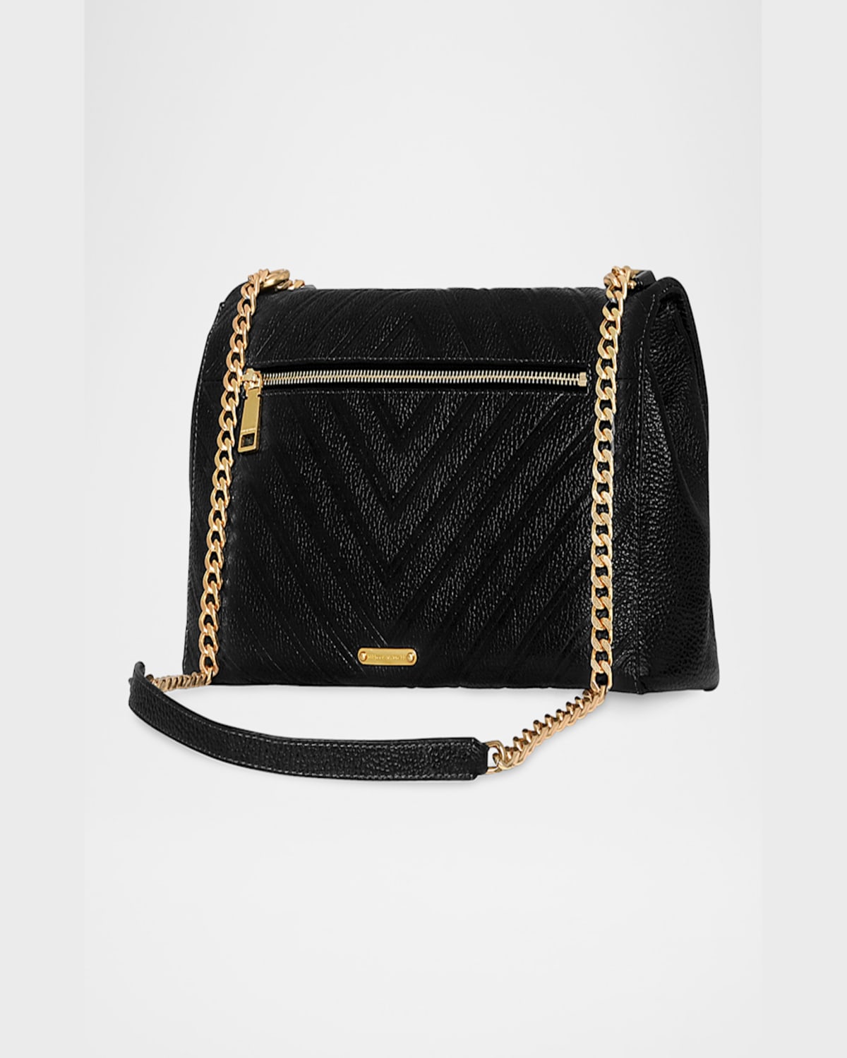 Rebecca Minkoff Large Edie Chevron Embossed Leather Shoulder Bag In Black
